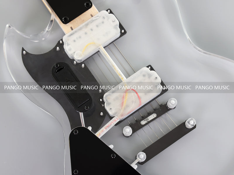 SG Style Transparent Acrylic-Bodied Electric Guitar with Blue LED Lights (12336, Limited Edition)