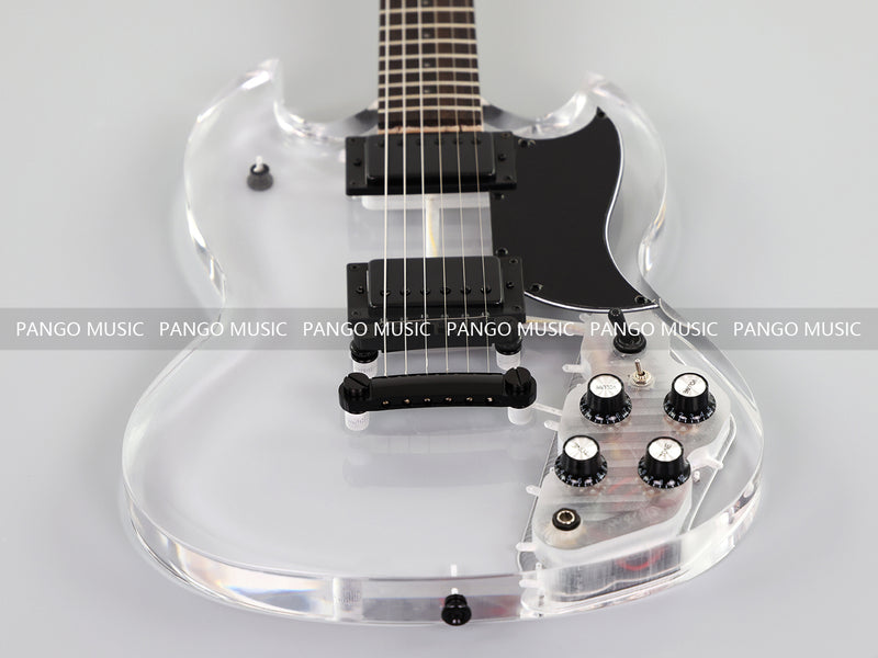 SG Style Transparent Acrylic-Bodied Electric Guitar with Blue LED Lights (12336, Limited Edition)