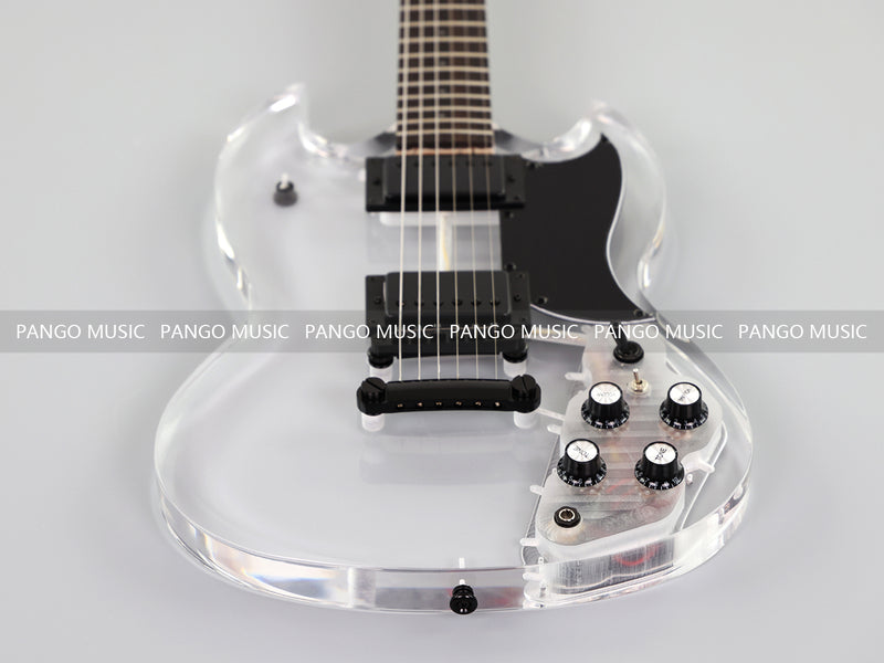 SG Style Transparent Acrylic-Bodied Electric Guitar with Blue LED Lights (12336, Limited Edition)