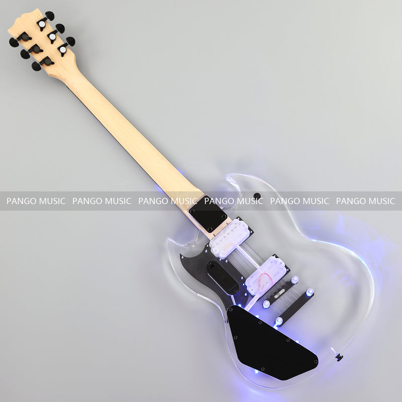 SG Style Transparent Acrylic-Bodied Electric Guitar with Blue LED Lights (12336, Limited Edition)