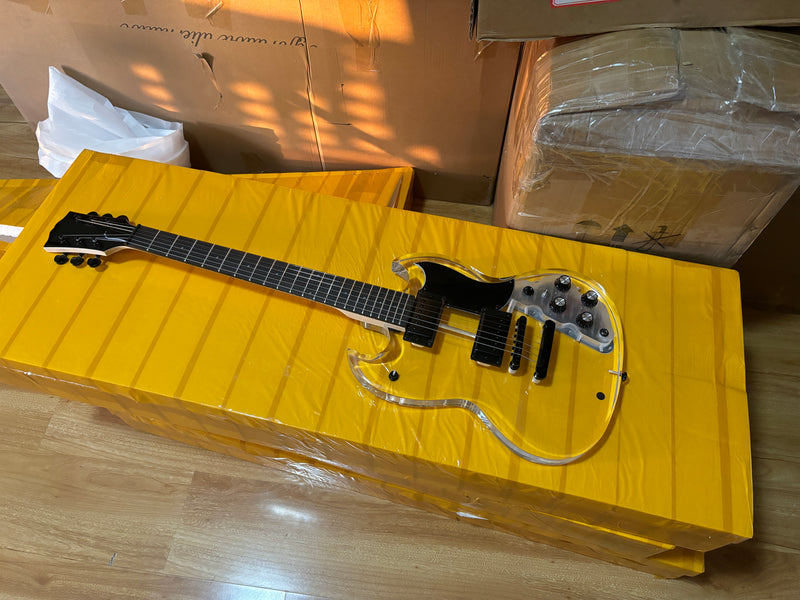 SG Style Transparent Acrylic-Bodied Electric Guitar with Blue LED Lights (12336, Limited Edition)