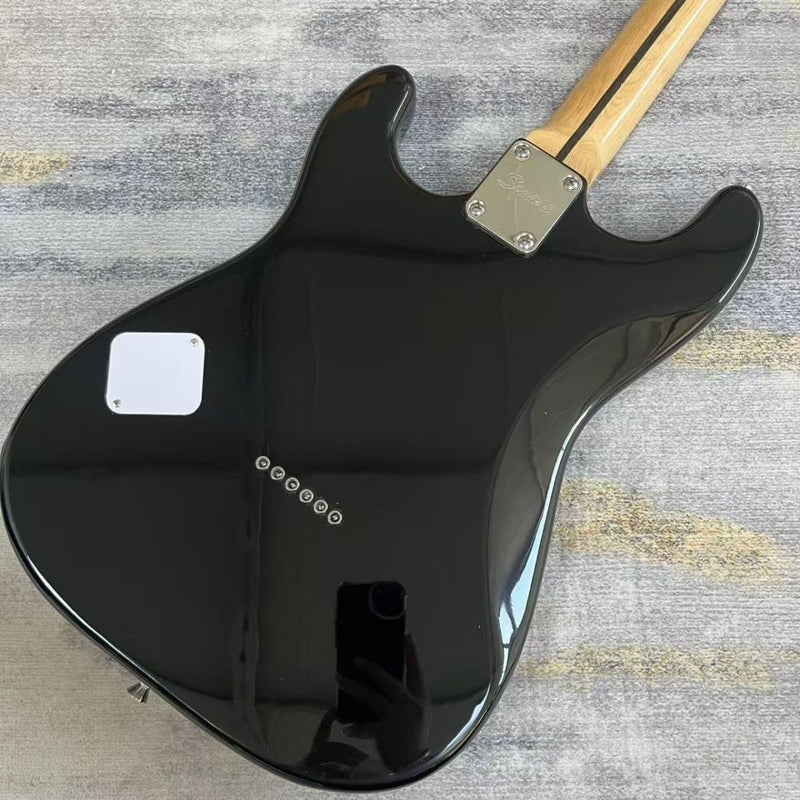 ST Style Electric Guitar with Gloss Black Finish & Cartoon Kitty Graphic Pickguard (LRG-098)