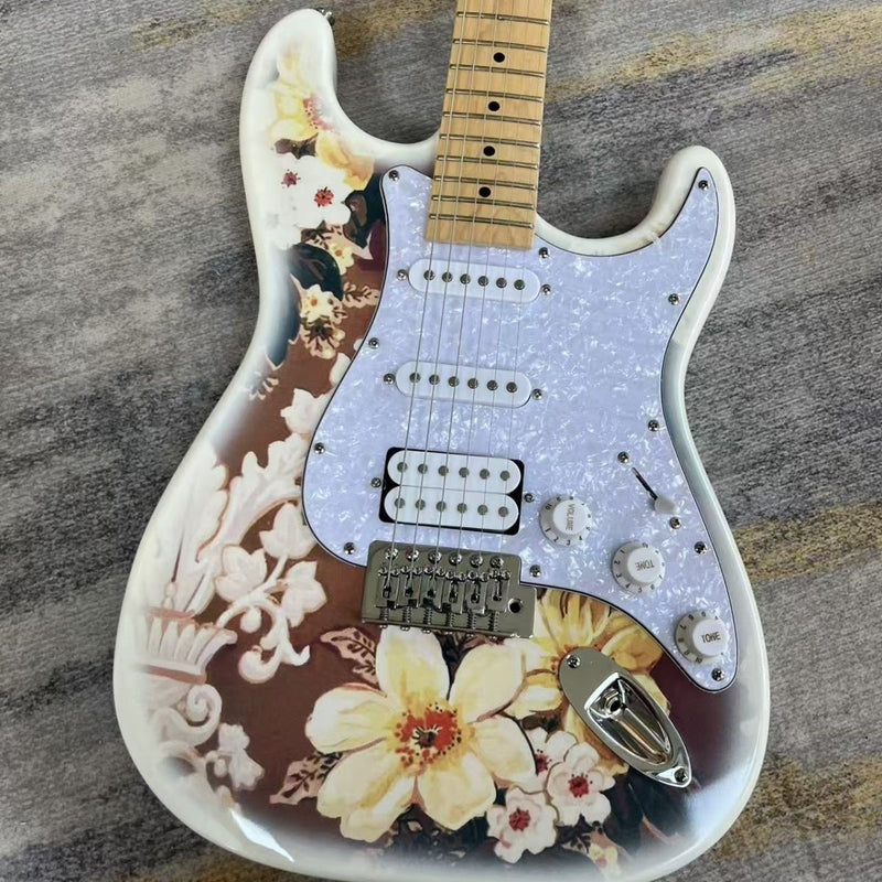 ST Style Electric Guitar with Gloss Floral Graphic Finish (LRG-095)