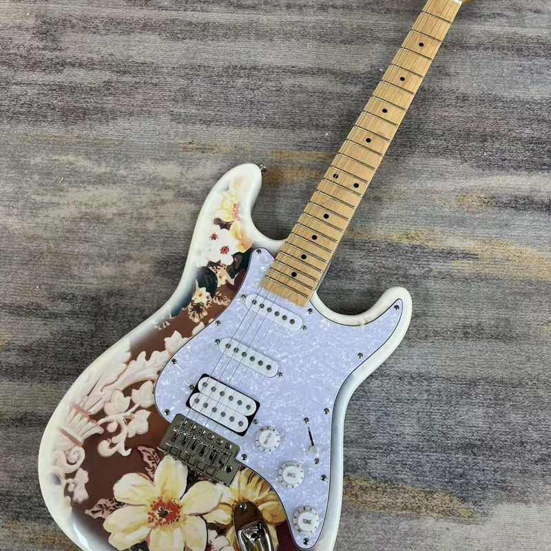 ST Style Electric Guitar with Gloss Floral Graphic Finish (LRG-095)