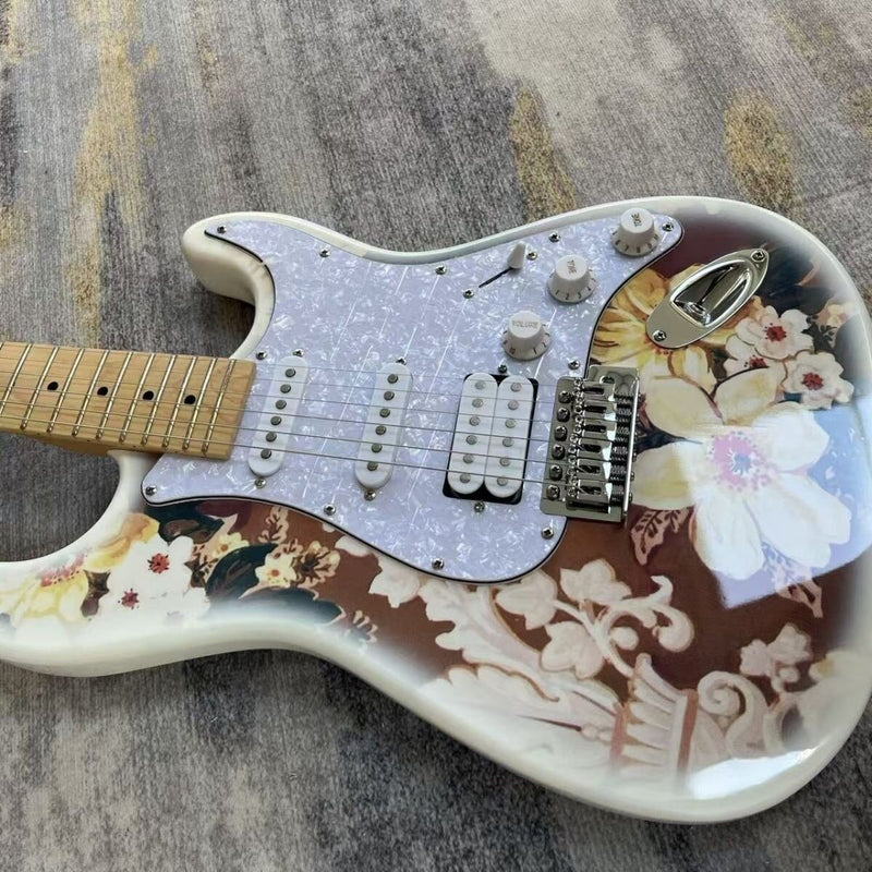ST Style Electric Guitar with Gloss Floral Graphic Finish (LRG-095)