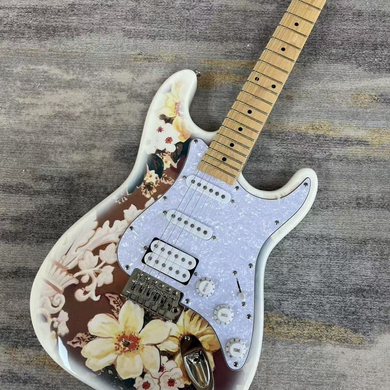 ST Style Electric Guitar with Gloss Floral Graphic Finish (LRG-095)