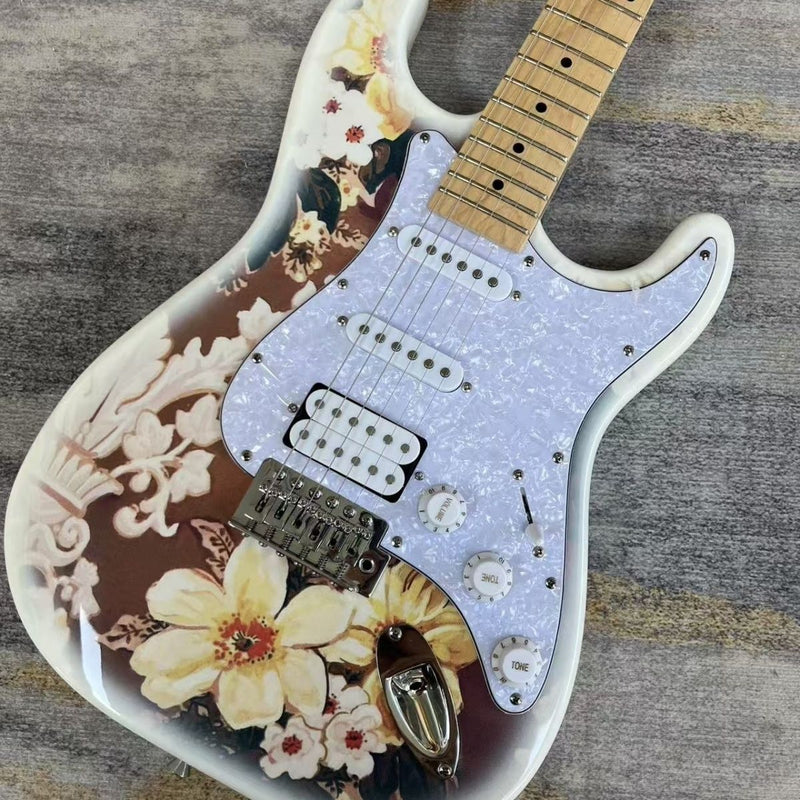 ST Style Electric Guitar with Gloss Floral Graphic Finish (LRG-095)
