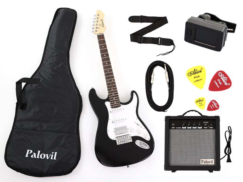 ST Style SSH Pickups Beginner Electric Guitar Bundle with 20W Amp (PHY-161-B)