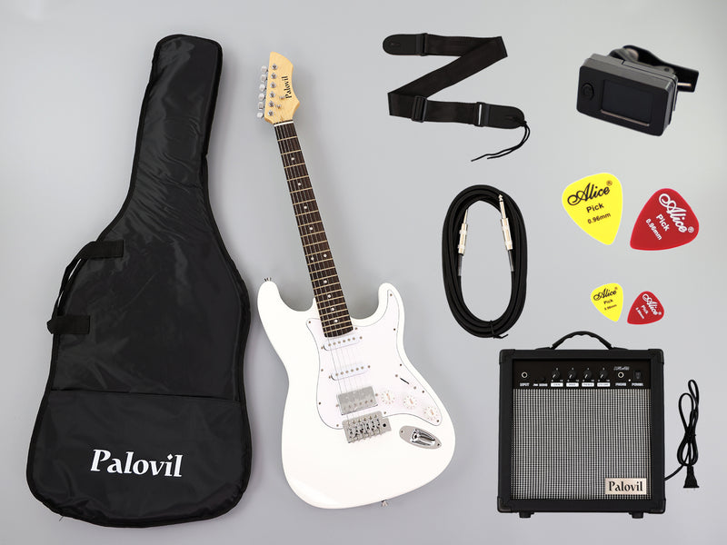 ST Style SSH Pickups Beginner Electric Guitar Bundle with 20W Amp (PHY-162-B)