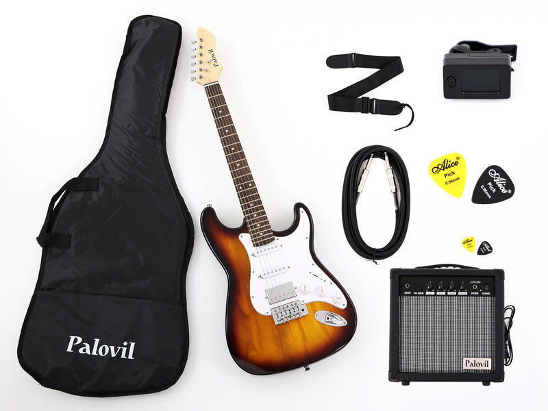 ST Style SSH Pickups Beginner Electric Guitar Bundle with 20W Amp (PHY-163-B)