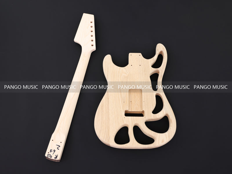 Weight Relief Design Ash Body DIY Electric Guitar Kit (PST-570F, Fast Shipping, Tariff-free)