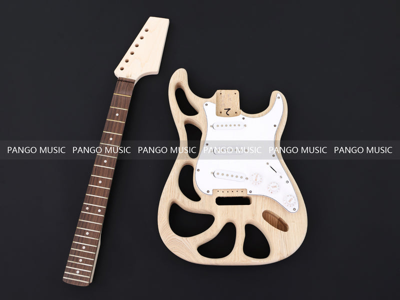 Weight Relief Design Ash Body DIY Electric Guitar Kit (PST-570F, Fast Shipping, Tariff-free)