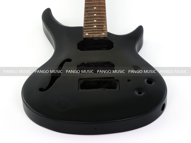 Satin Black F-hole Semi-Hollow Double Cutaway DIY Electric Guitar Body and Neck Kit (RTA-018)