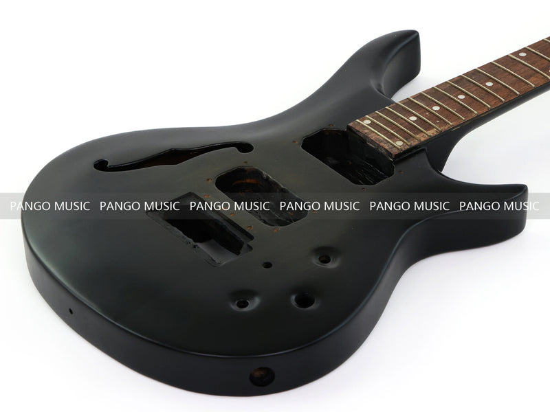Satin Black F-hole Semi-Hollow Double Cutaway DIY Electric Guitar Body and Neck Kit (RTA-018)