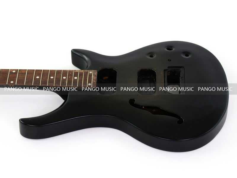 Satin Black F-hole Semi-Hollow Double Cutaway DIY Electric Guitar Body and Neck Kit (RTA-018)