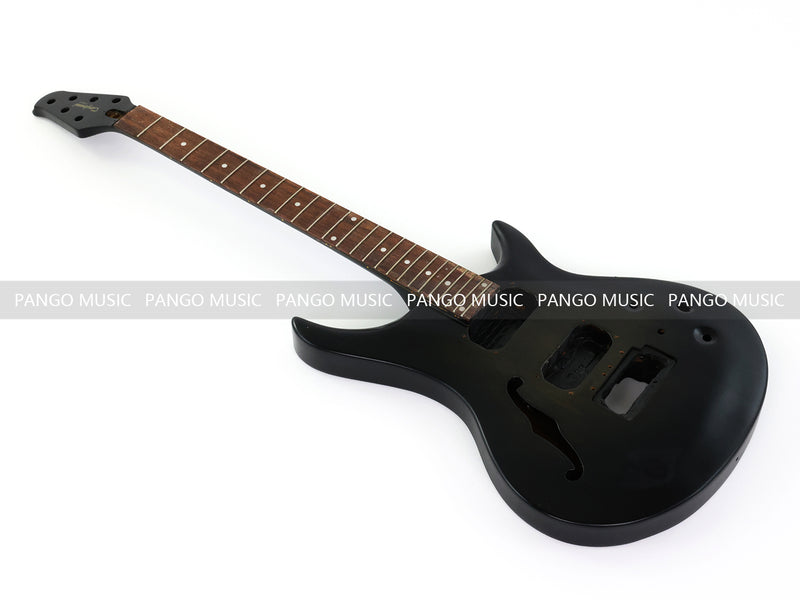 Satin Black F-hole Semi-Hollow Double Cutaway DIY Electric Guitar Body and Neck Kit (RTA-018)