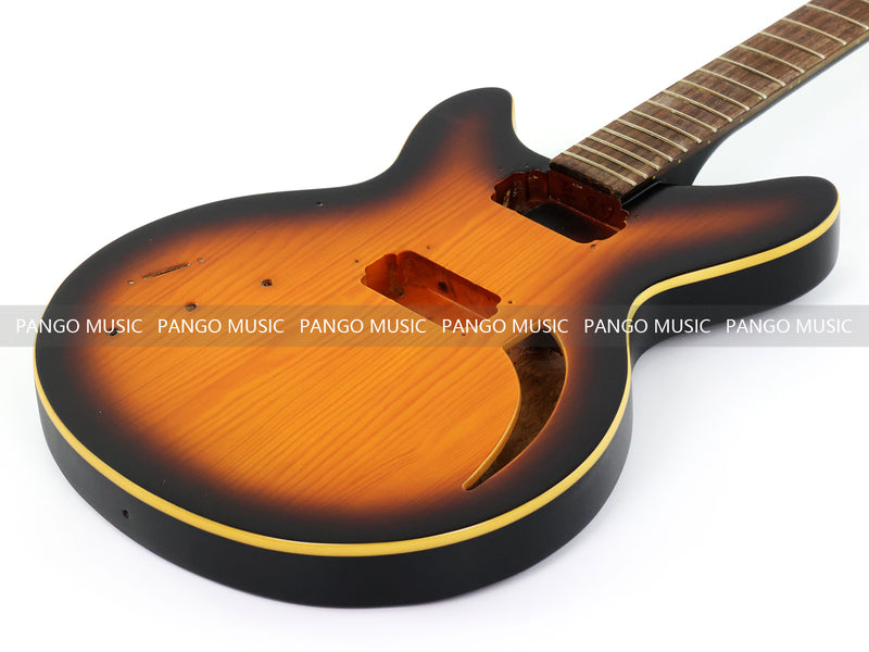 Satin Sunburst Left-Handed Semi-Hollow DIY Electric Guitar Body and Neck Kit (RTA-019)