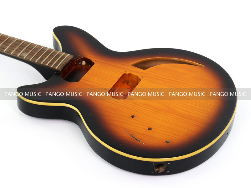 Satin Sunburst Left-Handed Semi-Hollow DIY Electric Guitar Body and Neck Kit (RTA-019)