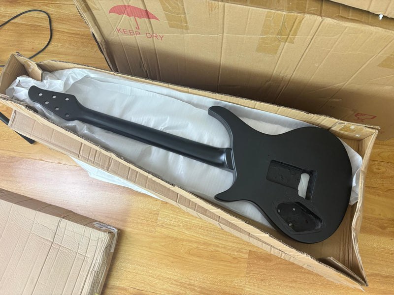 Satin Black F-hole Semi-Hollow Double Cutaway DIY Electric Guitar Body and Neck Kit (RTA-018)