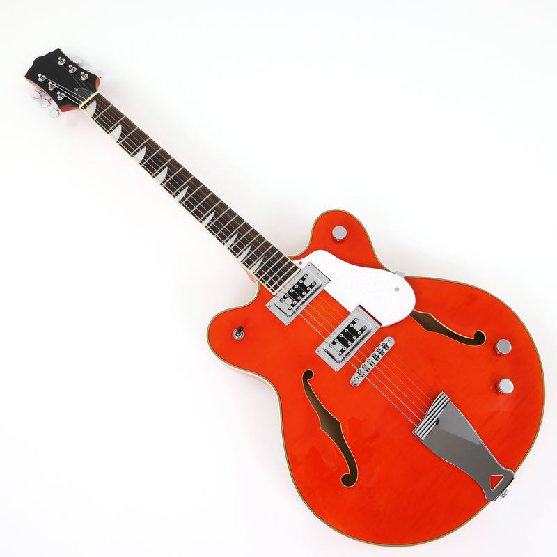 Semi-Hollow Body ES-335 Style Electric Guitar with Gloss Orange Finish (HY-2605)