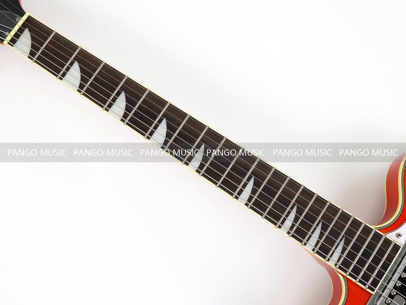 Semi-Hollow Body ES-335 Style Electric Guitar with Gloss Orange Finish (HY-2605)