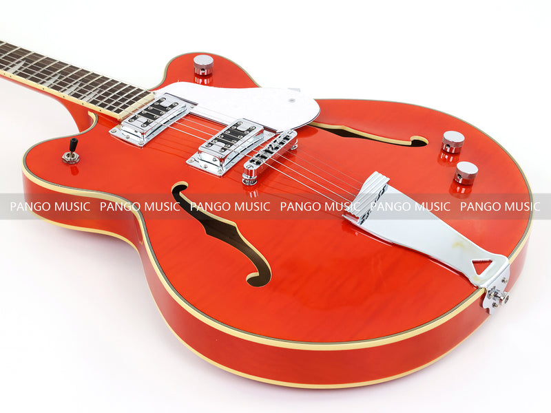 Semi-Hollow Body ES-335 Style Electric Guitar with Gloss Orange Finish (HY-2605)