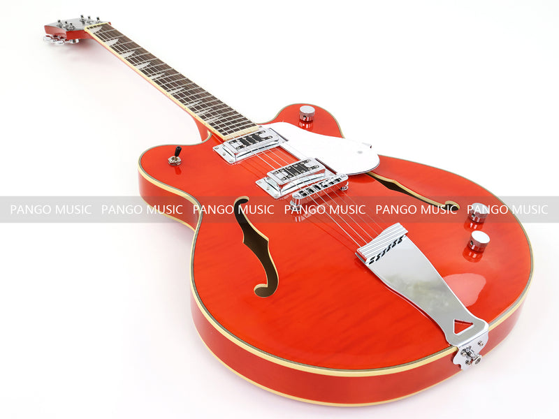 Semi-Hollow Body ES-335 Style Electric Guitar with Gloss Orange Finish (HY-2605)
