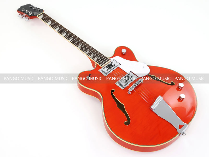 Semi-Hollow Body ES-335 Style Electric Guitar with Gloss Orange Finish (HY-2605)
