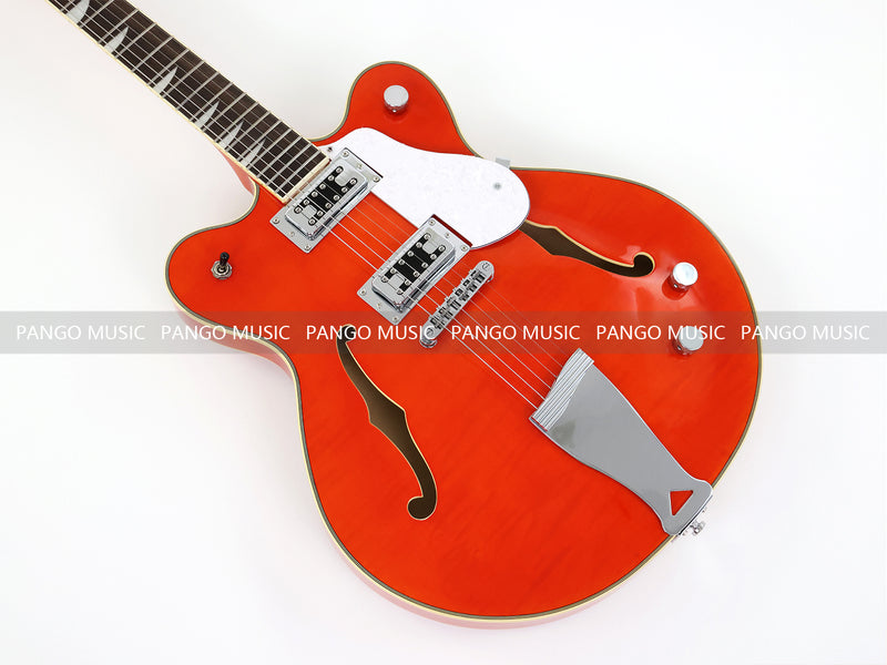 Semi-Hollow Body ES-335 Style Electric Guitar with Gloss Orange Finish (HY-2605)