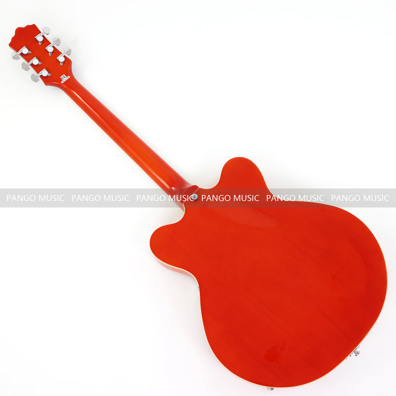 Semi-Hollow Body ES-335 Style Electric Guitar with Gloss Orange Finish (HY-2605)