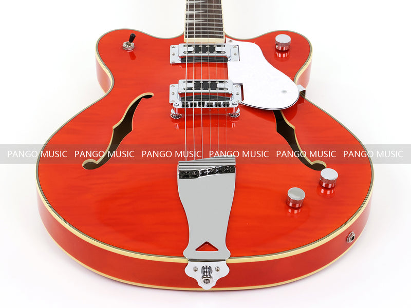 Semi-Hollow Body ES-335 Style Electric Guitar with Gloss Orange Finish (HY-2605)