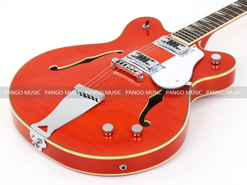 Semi-Hollow Body ES-335 Style Electric Guitar with Gloss Orange Finish (HY-2605)