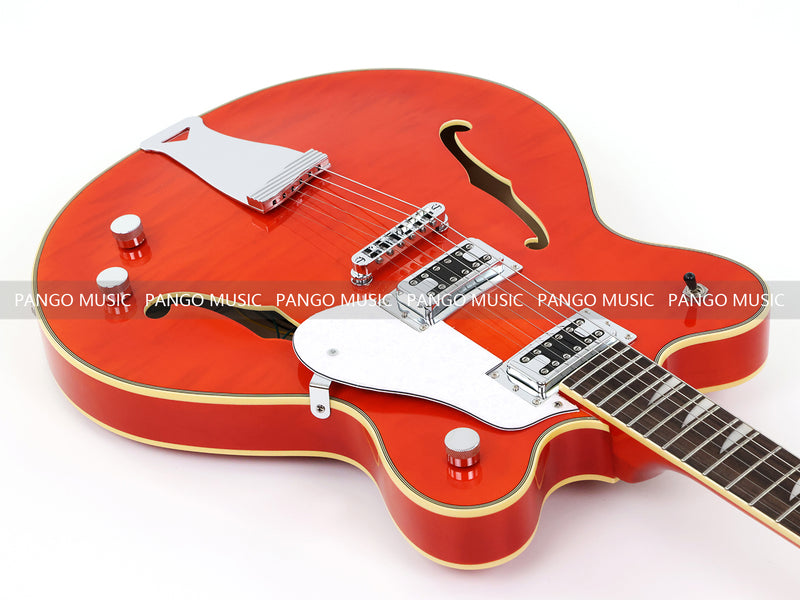 Semi-Hollow Body ES-335 Style Electric Guitar with Gloss Orange Finish (HY-2605)