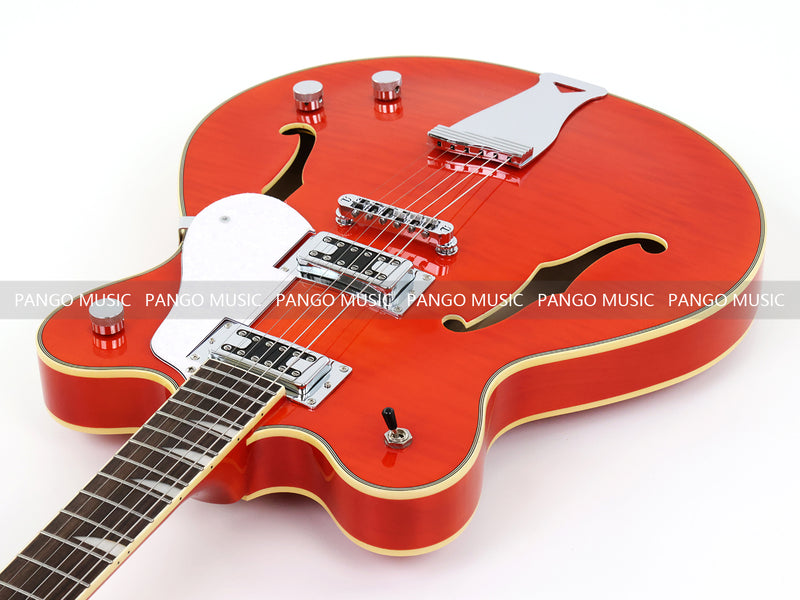 Semi-Hollow Body ES-335 Style Electric Guitar with Gloss Orange Finish (HY-2605)