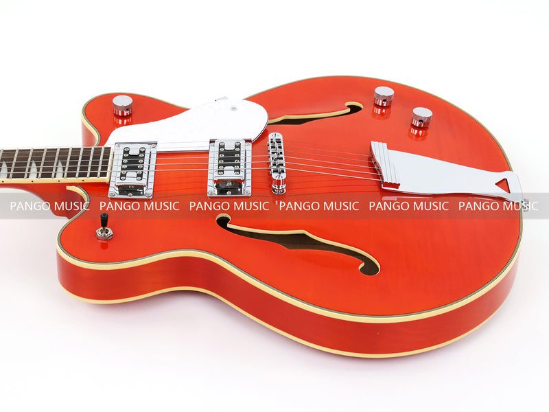 Semi-Hollow Body ES-335 Style Electric Guitar with Gloss Orange Finish (HY-2605)