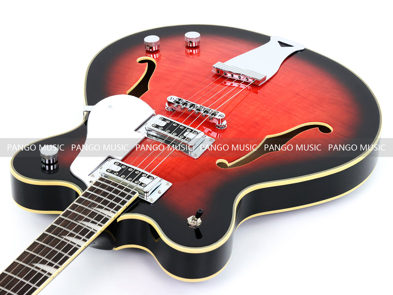 Semi-Hollow Body ES-335 Style Electric Guitar with Gloss Red Burst Finish (HY-2604)