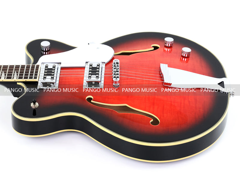 Semi-Hollow Body ES-335 Style Electric Guitar with Gloss Red Burst Finish (HY-2604)