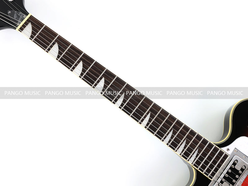 Semi-Hollow Body ES-335 Style Electric Guitar with Gloss Red Burst Finish (HY-2604)