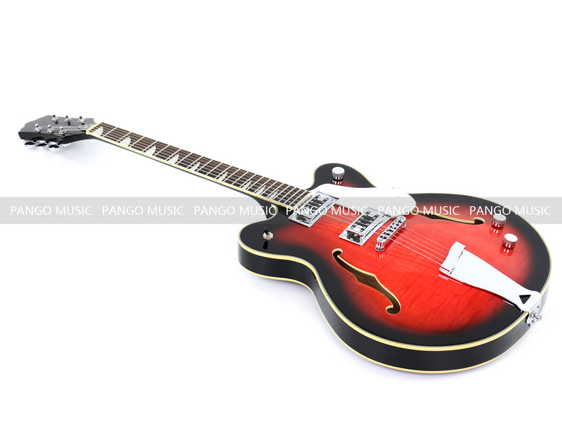 Semi-Hollow Body ES-335 Style Electric Guitar with Gloss Red Burst Finish (HY-2604)