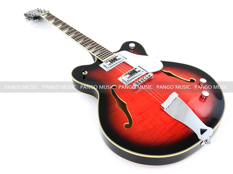 Semi-Hollow Body ES-335 Style Electric Guitar with Gloss Red Burst Finish (HY-2604)
