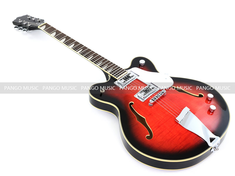 Semi-Hollow Body ES-335 Style Electric Guitar with Gloss Red Burst Finish (HY-2604)
