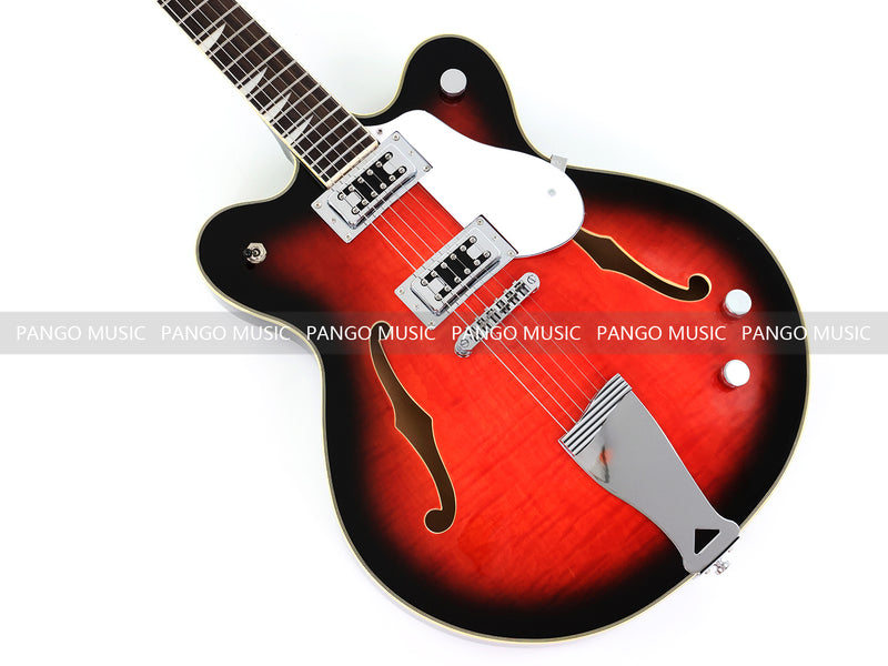 Semi-Hollow Body ES-335 Style Electric Guitar with Gloss Red Burst Finish (HY-2604)