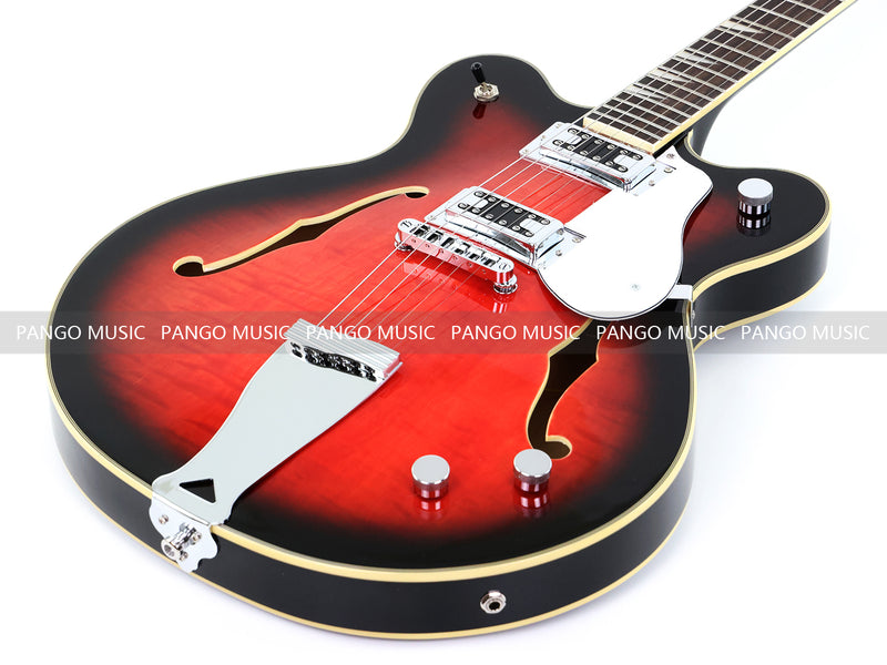 Semi-Hollow Body ES-335 Style Electric Guitar with Gloss Red Burst Finish (HY-2604)