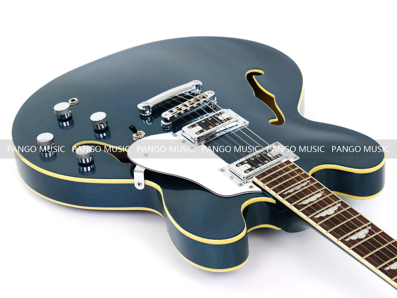 Semi-Hollow Body Electric Guitar with Gloss Metallic Blue Finish(PHY-132X)