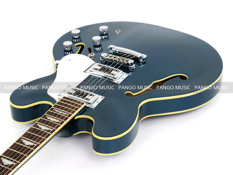 Semi-Hollow Body Electric Guitar with Gloss Metallic Blue Finish(PHY-132X)
