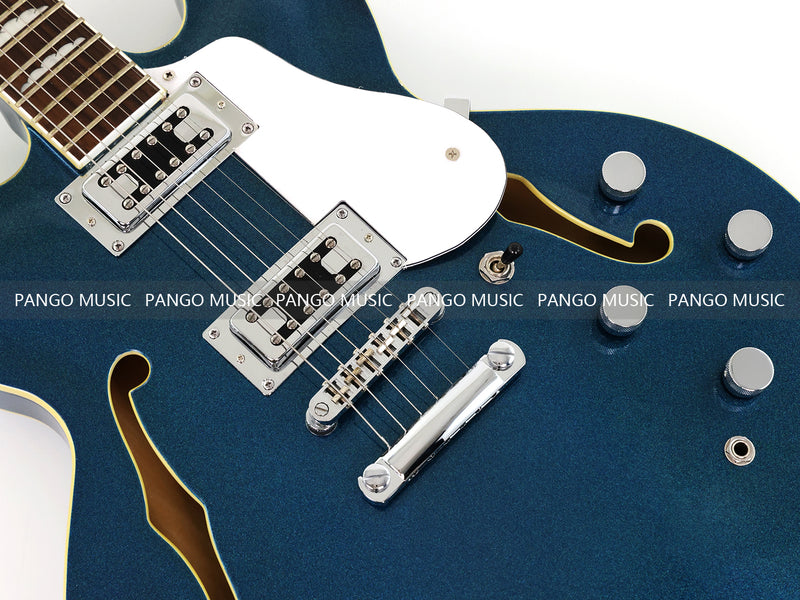Semi-Hollow Body Electric Guitar with Gloss Metallic Blue Finish(PHY-132X)