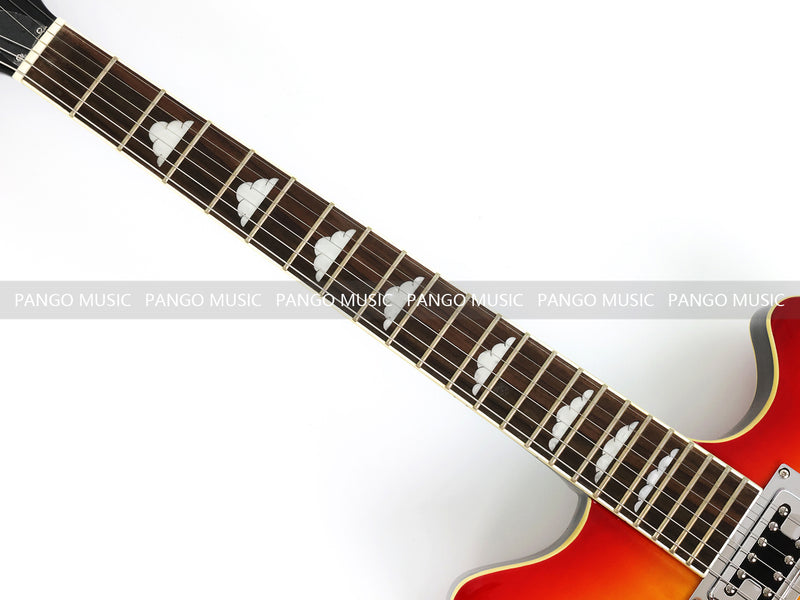 Semi-Hollow Body Electric Guitar with Gloss Orange Sunburst Finish (PHY-119X)