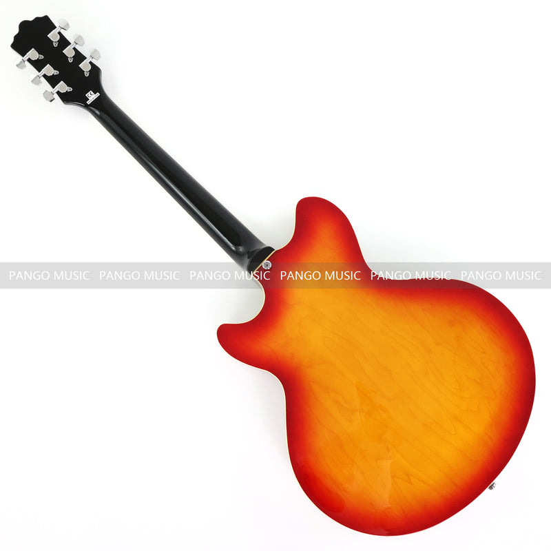 Semi-Hollow Body Electric Guitar with Gloss Orange Sunburst Finish (PHY-119X)