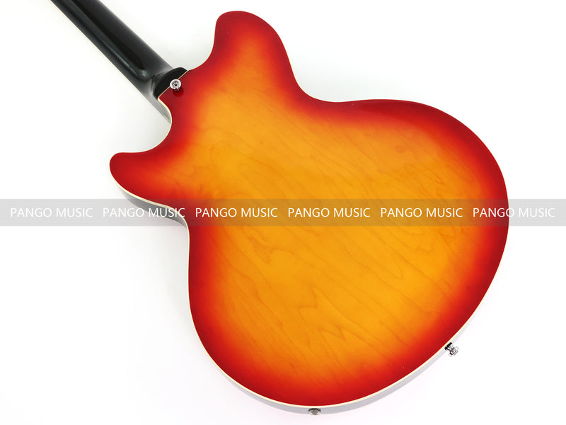 Semi-Hollow Body Electric Guitar with Gloss Orange Sunburst Finish (PHY-119X)