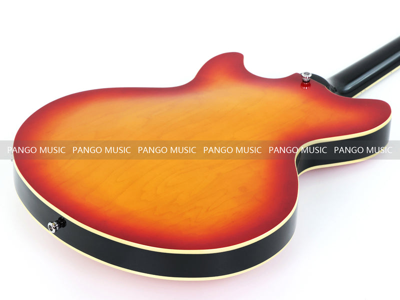 Semi-Hollow Body Electric Guitar with Gloss Orange Sunburst Finish (PHY-119X)